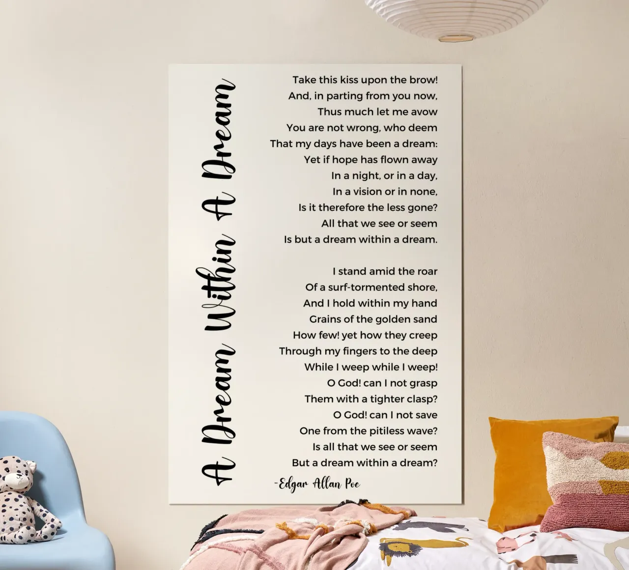 A Dream Within A Dream Poem by Edgar Allan Poe poster con telaio in plastica da Shark Printables