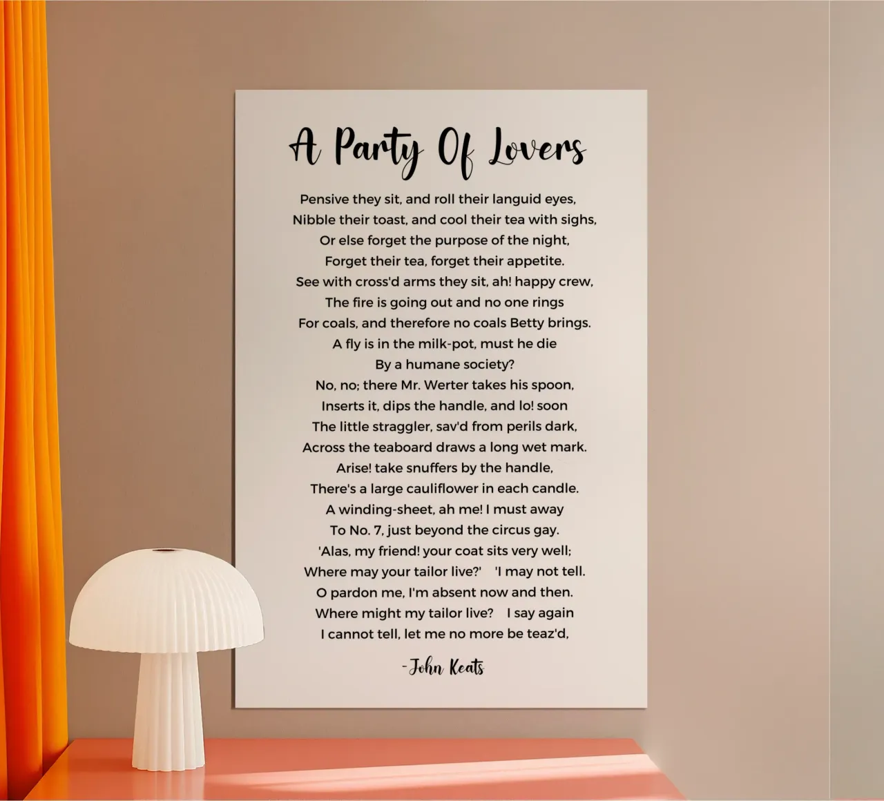A Party of Lovers Poem by John Keats carta hahnemühle da Shark Printables