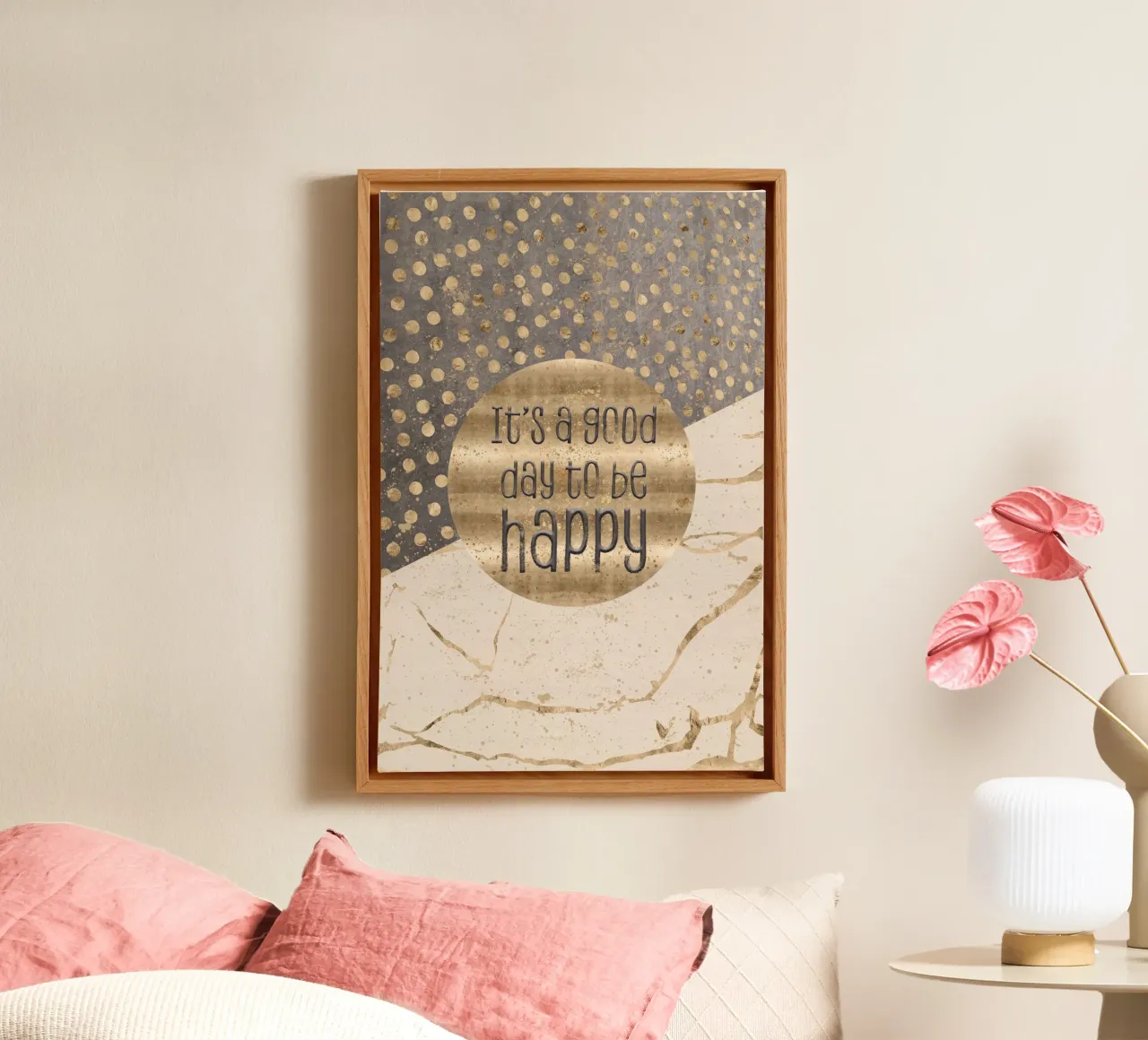 GRAPHIC ART It is a good day to be happy canvas van Melanie Viola