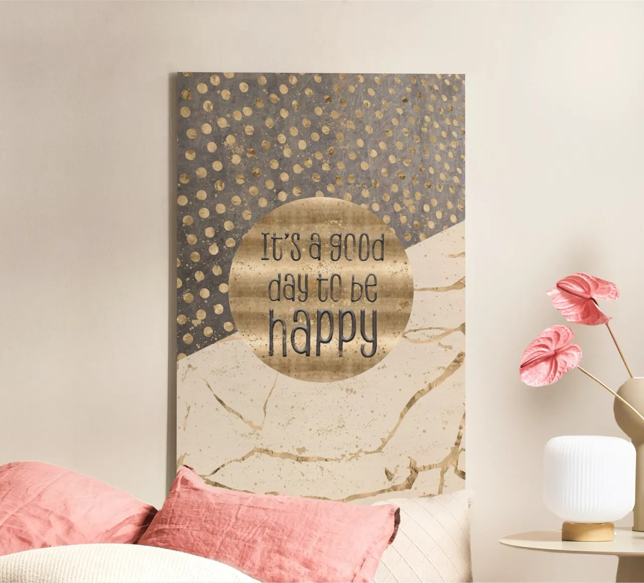 GRAPHIC ART It is a good day to be happy canvas van Melanie Viola