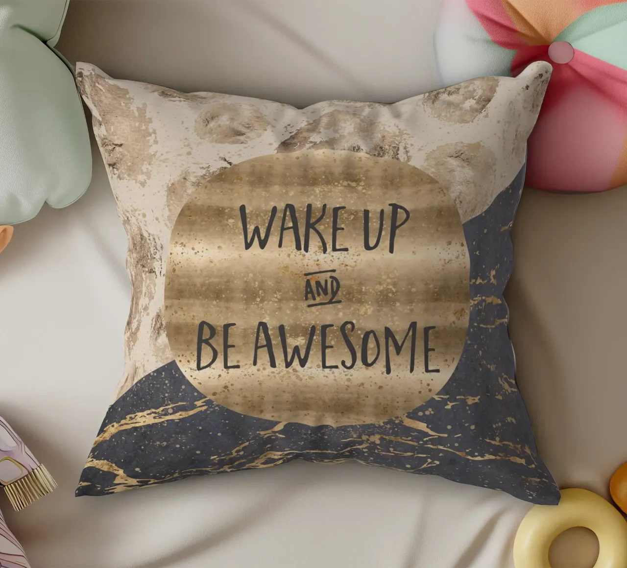 GRAPHIC ART Wake up and be awesome cuscino da Melanie Viola