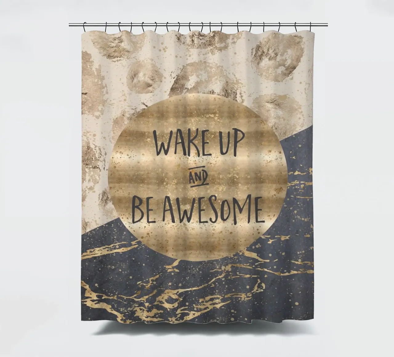 GRAPHIC ART Wake up and be awesome Duschvorhang von Melanie Viola