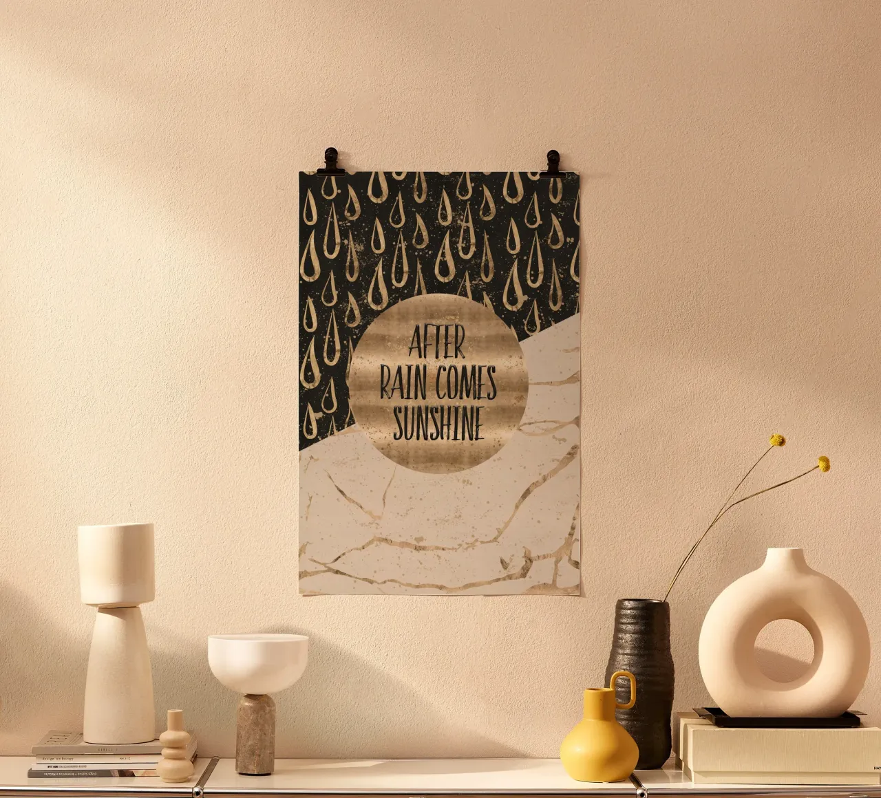 GRAPHIC ART After rain comes sunshine poster with aluminum frame by Melanie Viola