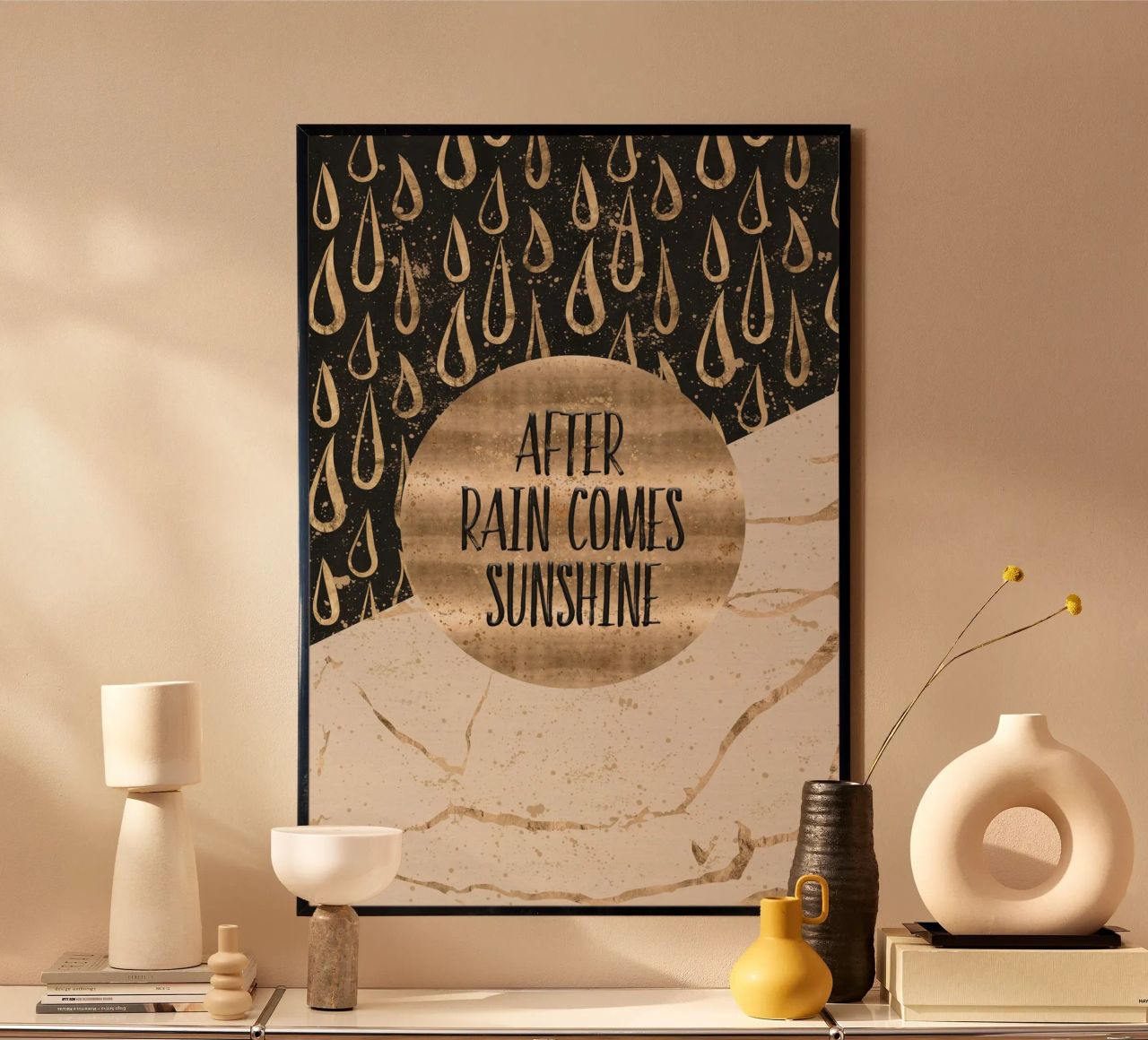 GRAPHIC ART After rain comes sunshine poster with plastic frame by Melanie Viola