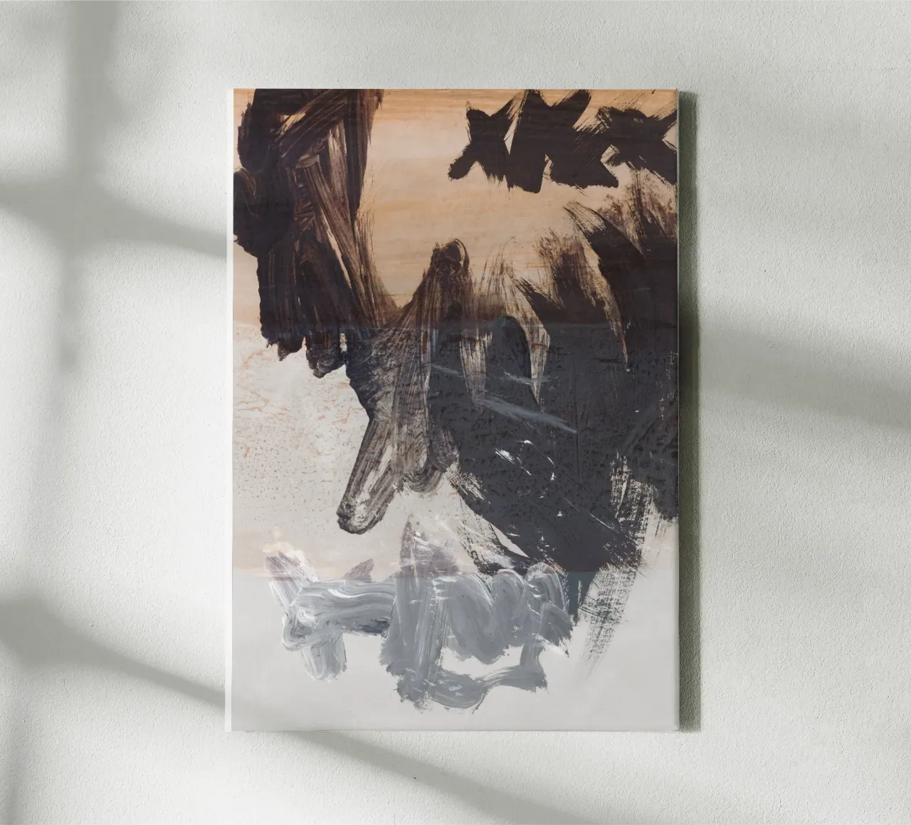 expressive brush marks earthy & neutral toile avec Caisse américaine de IRIS LEHNHARDT FINE ART