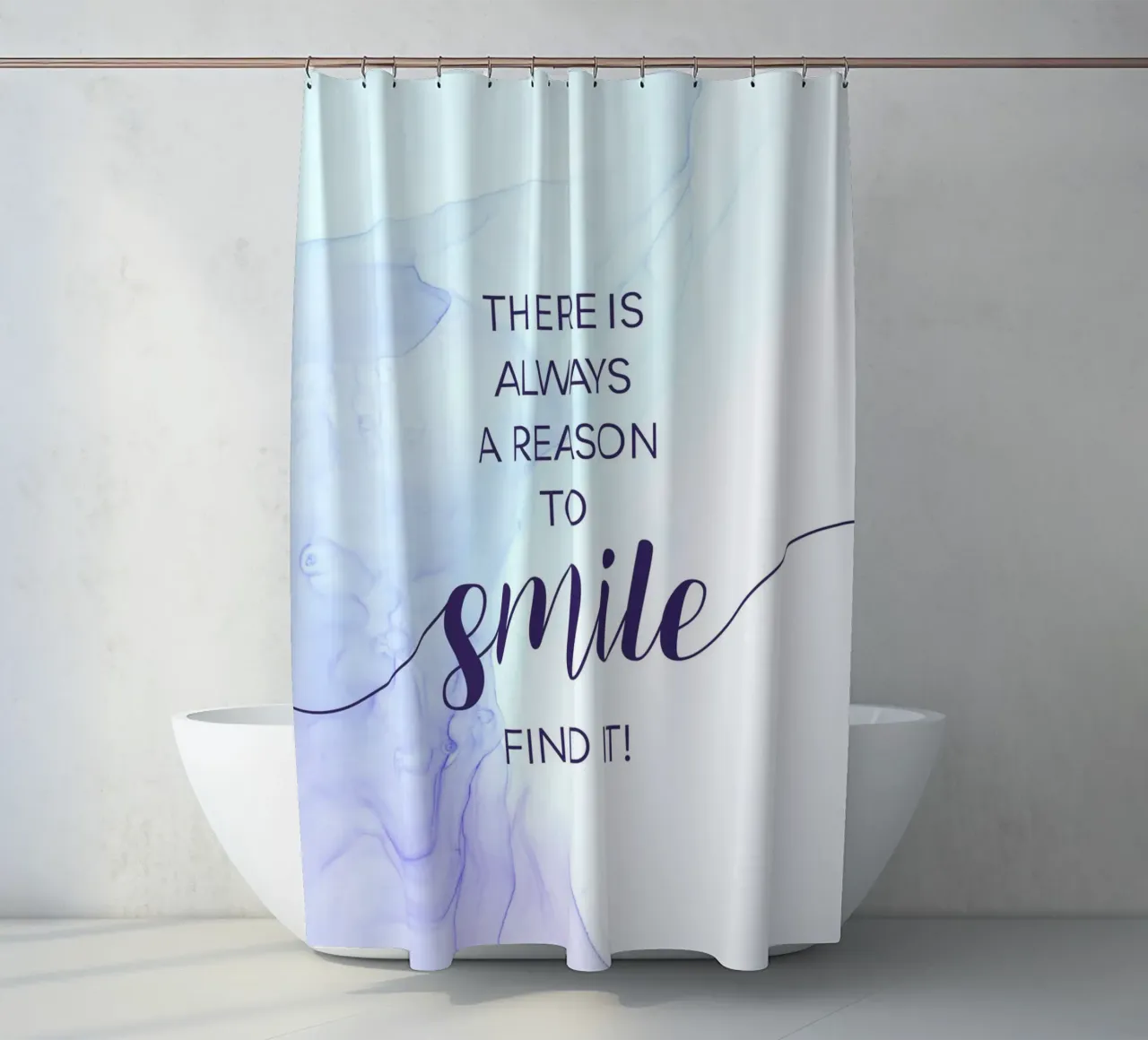 THERE IS ALWAYS A REASON TO SMILE | floating colors shower curtain by Melanie Viola