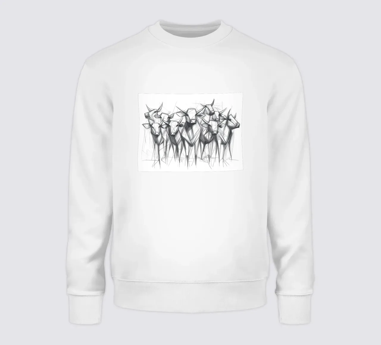 Mandria di tori in lineart felpa da Carinaprint