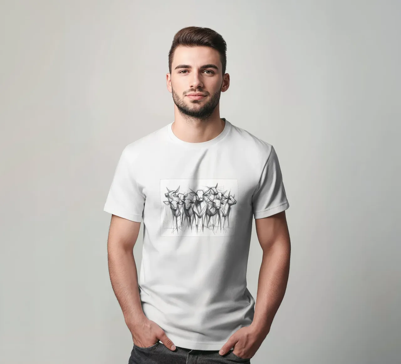 Mandria di tori in lineart t-shirt da Carinaprint