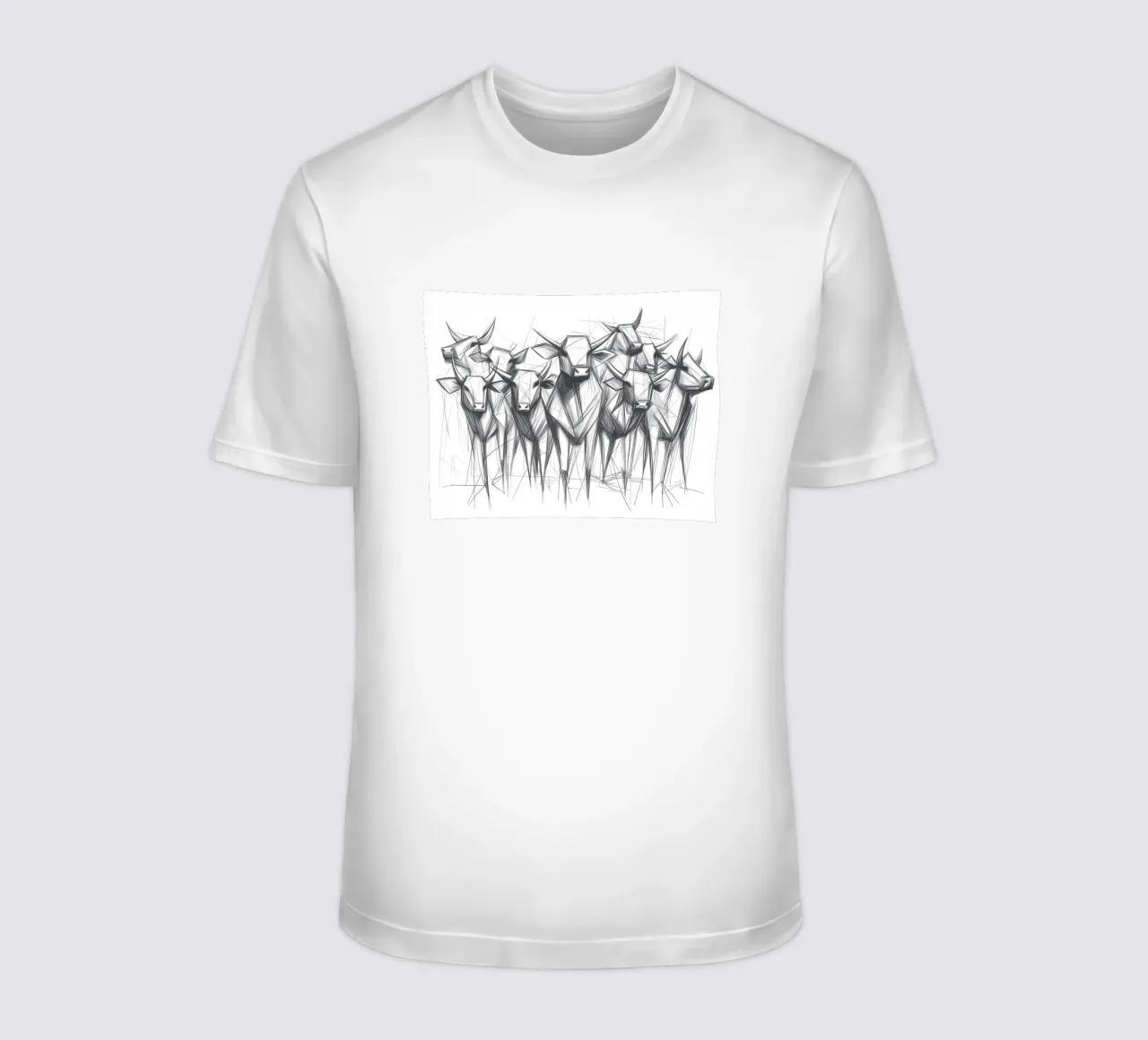 Mandria di tori in lineart t-shirt da Carinaprint