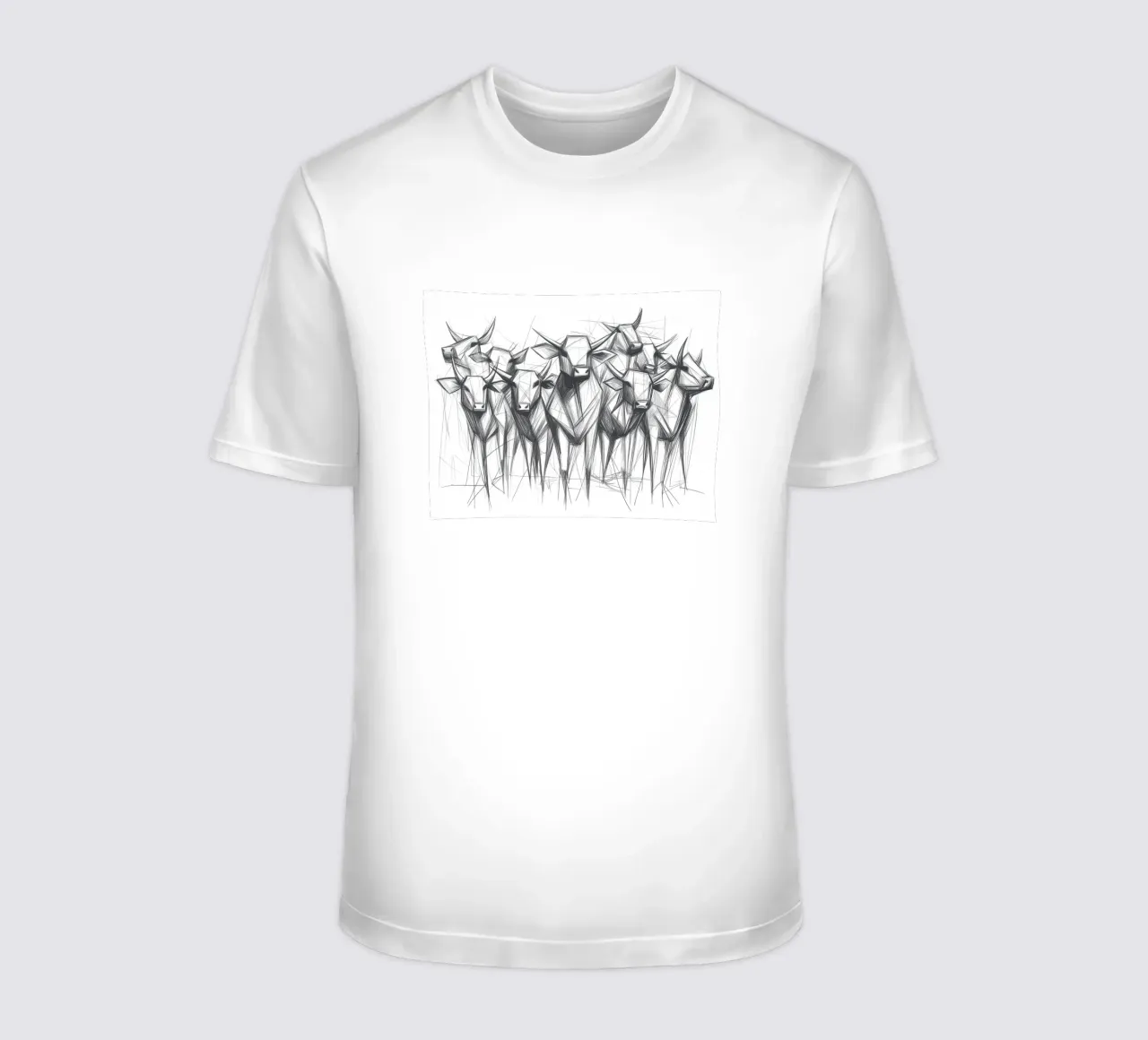 Mandria di tori in lineart t-shirt da Carinaprint