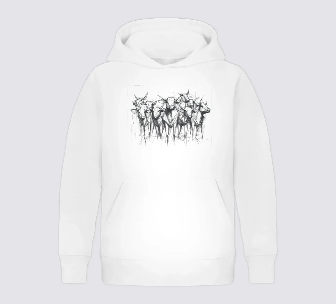 Mandria di tori in lineart felpa bambino con cappuccio da Carinaprint