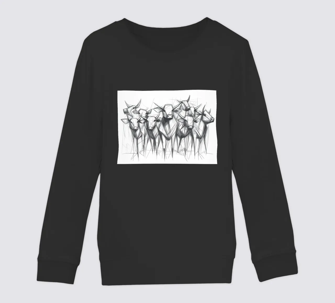 Mandria di tori in lineart felpa bambino da Carinaprint