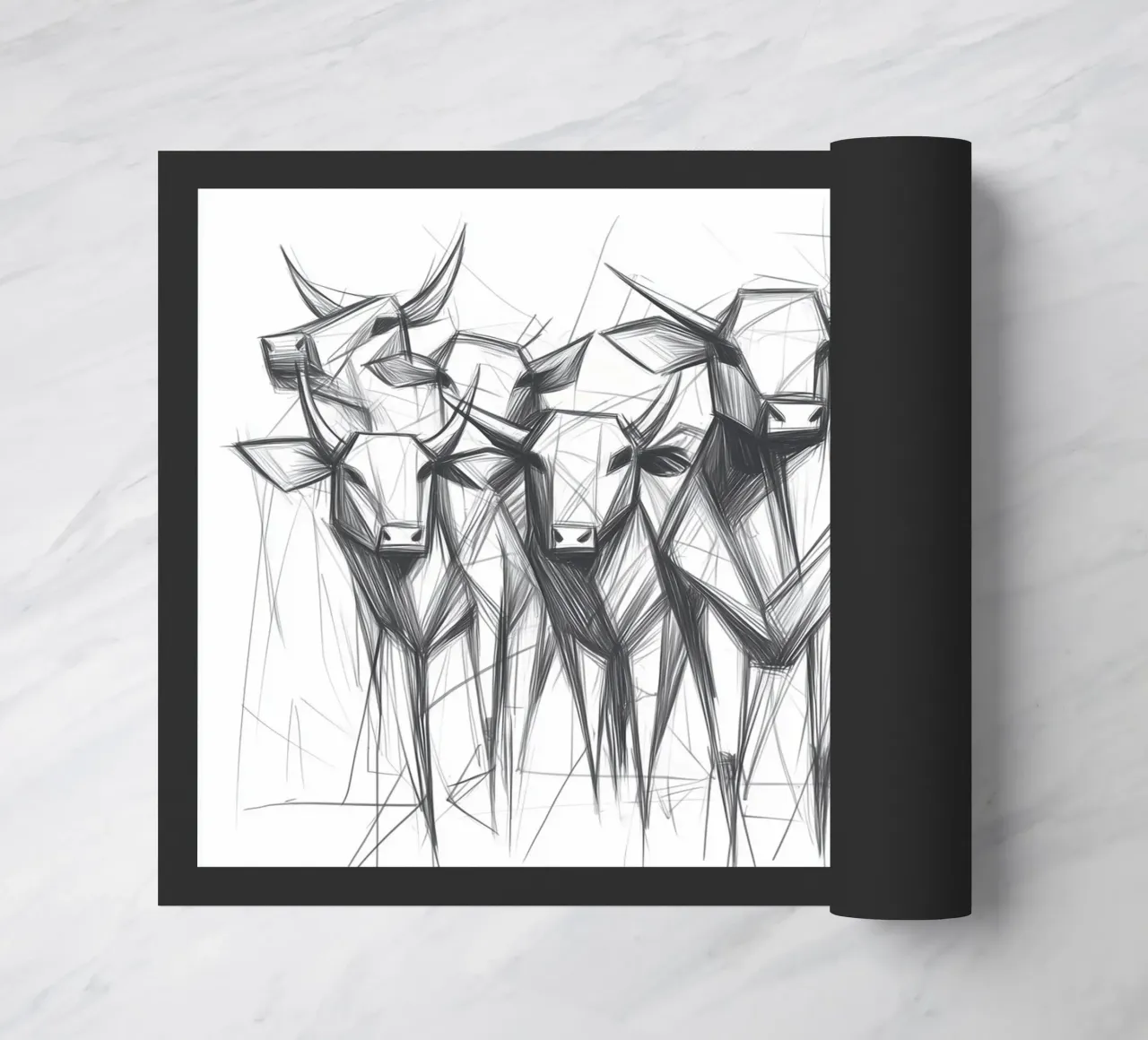 Manada de toros en lineart felpudo de Carinaprint