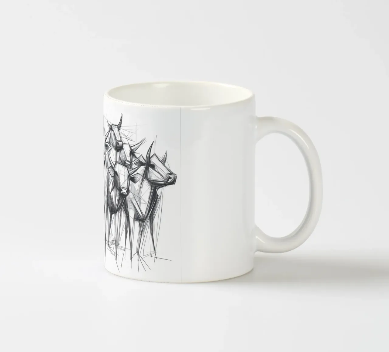 Mandria di tori in lineart tazza in ceramica da Carinaprint
