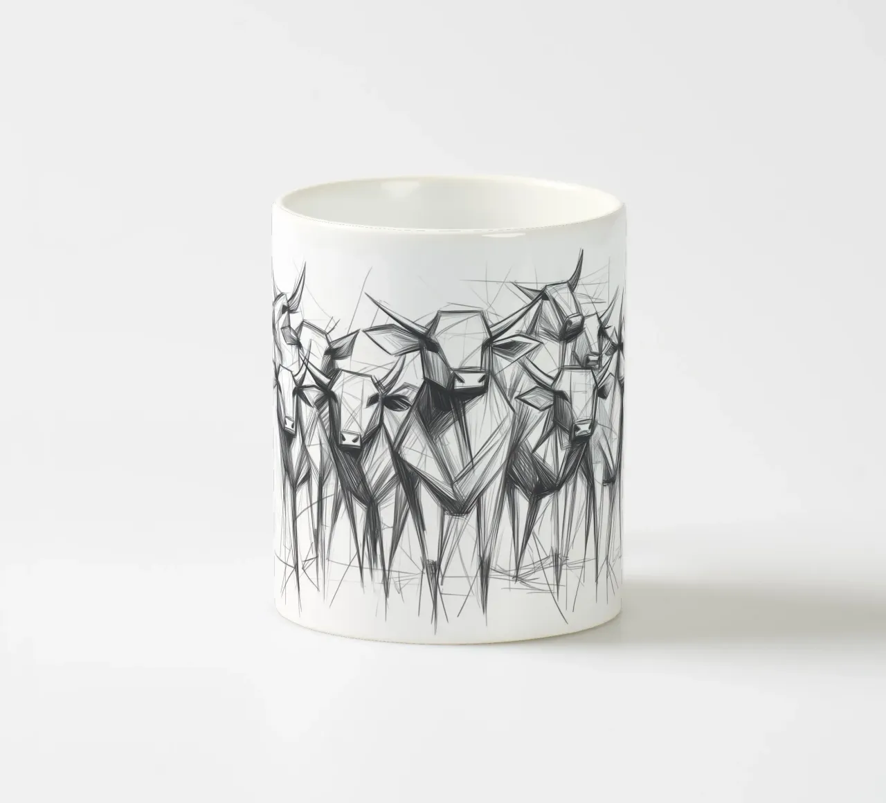 Mandria di tori in lineart tazza in ceramica da Carinaprint