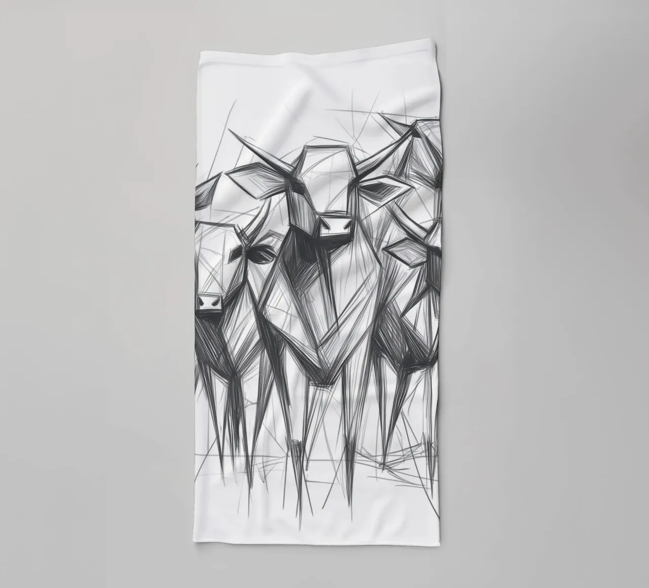 Mandria di tori in lineart asciugamano da bagno da Carinaprint