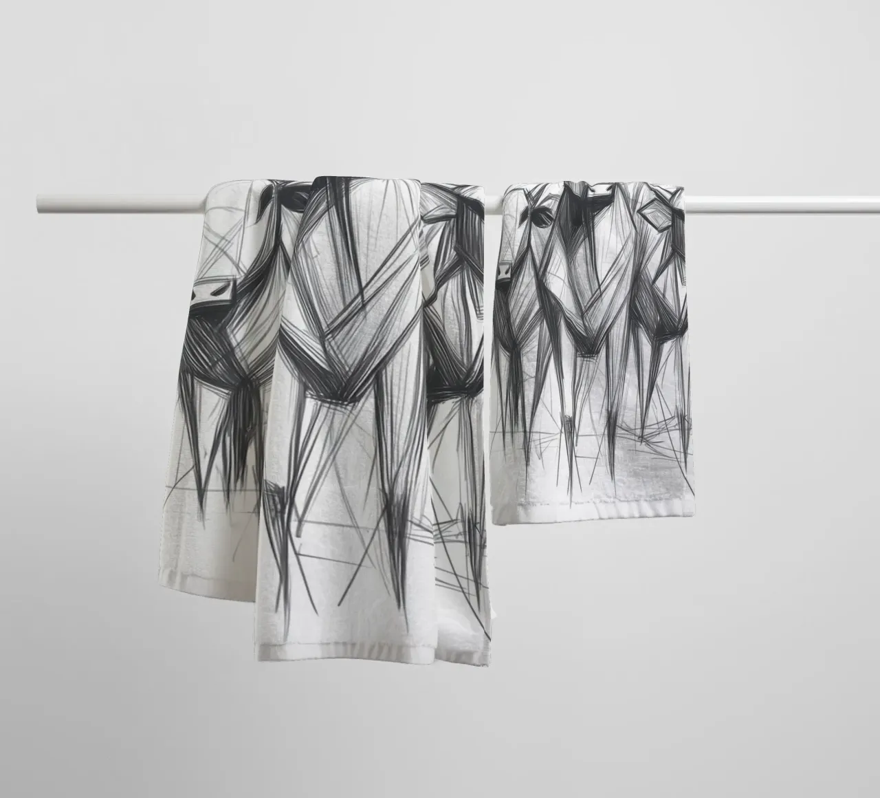 Mandria di tori in lineart asciugamano da bagno da Carinaprint