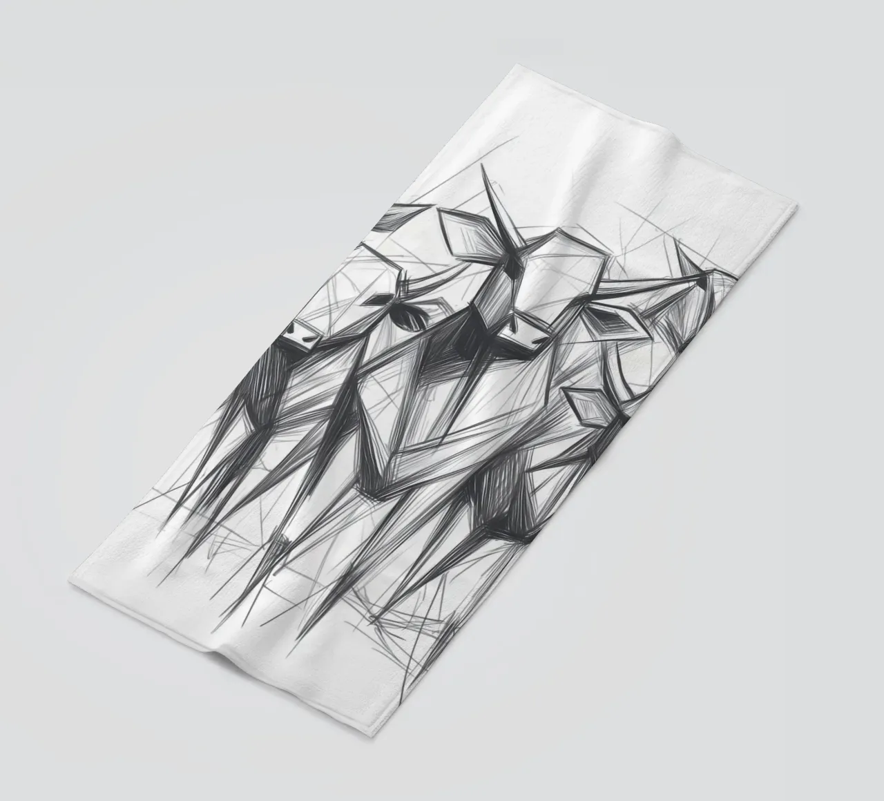 Mandria di tori in lineart telo mare da Carinaprint