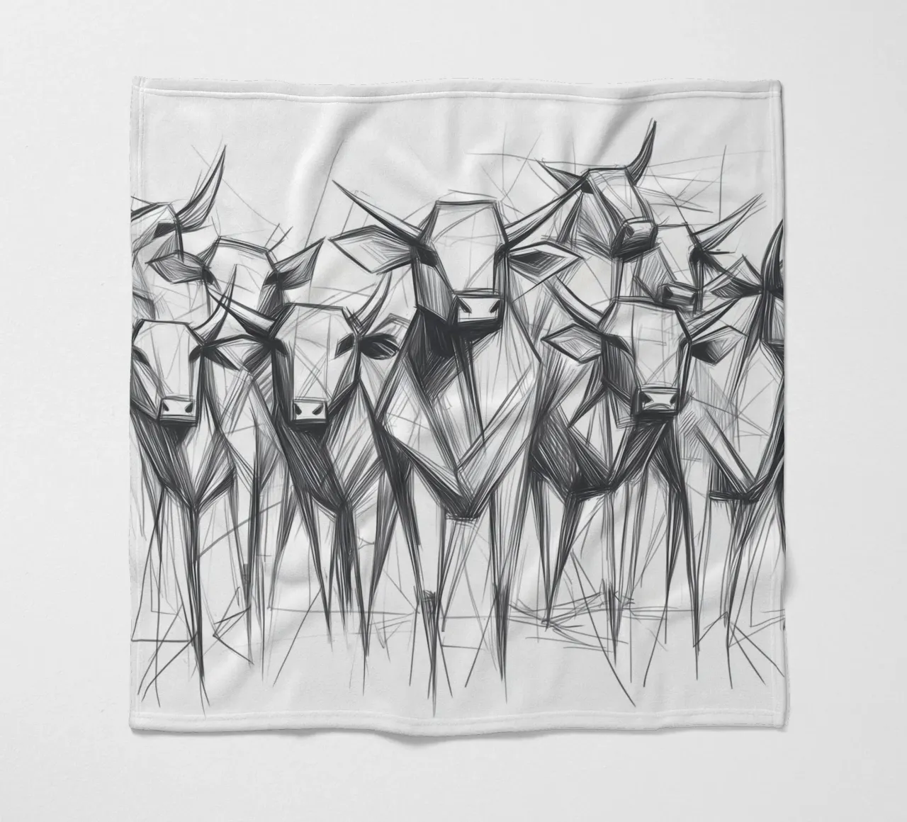 Mandria di tori in lineart coperta in pile da Carinaprint