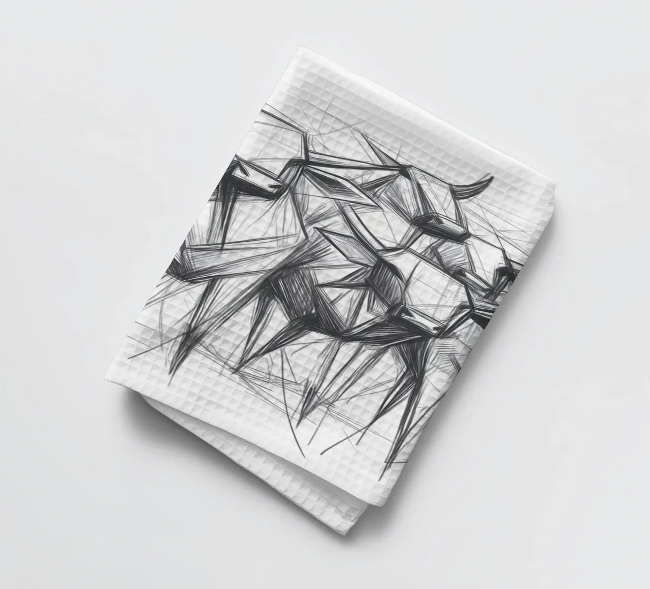 Troupeau de taureaux en lineart torchon de Carinaprint