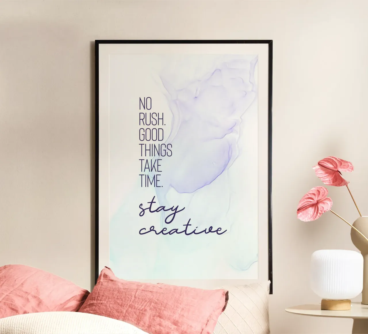 GOOD THINGS TAKE TIME. STAY CREATIVE. - floating colors carta hahnemühle da Melanie Viola