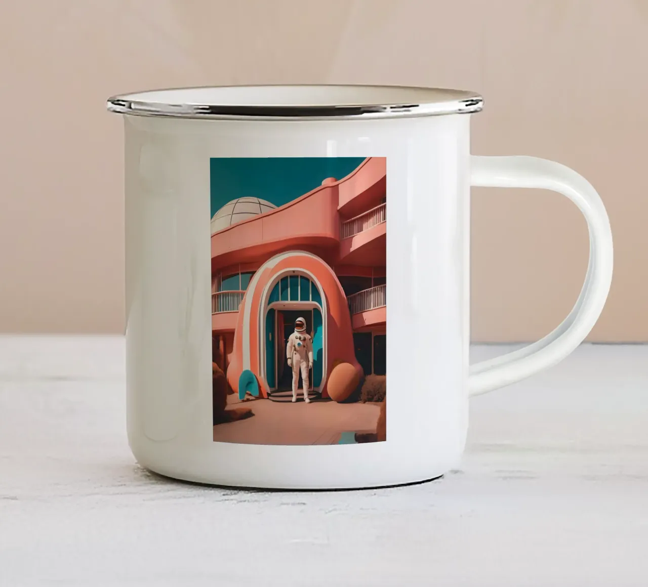 Viaggio nel cuore del futuro tazza in smalto da ICONICA Art Studio