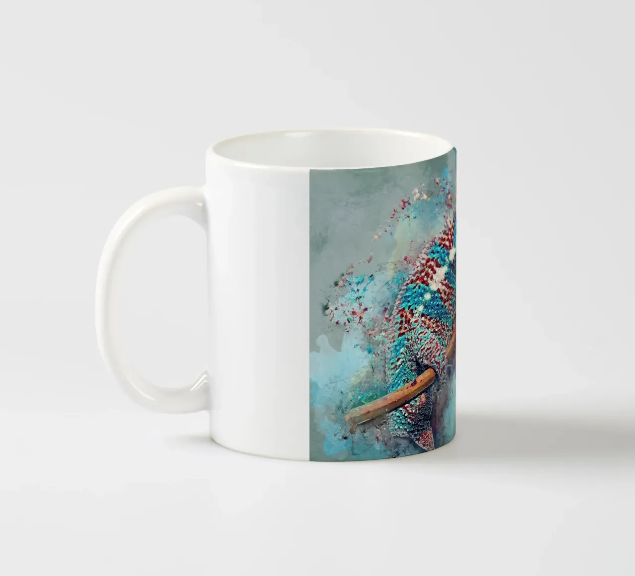 Chameleon animal art ceramic mug by Justyna Jaszke JBJart