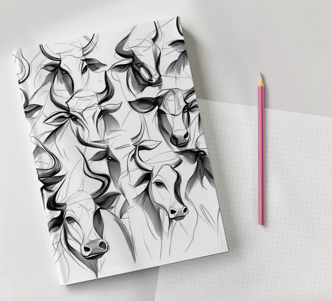 Elegant bulls representation notebook by Carinaprint