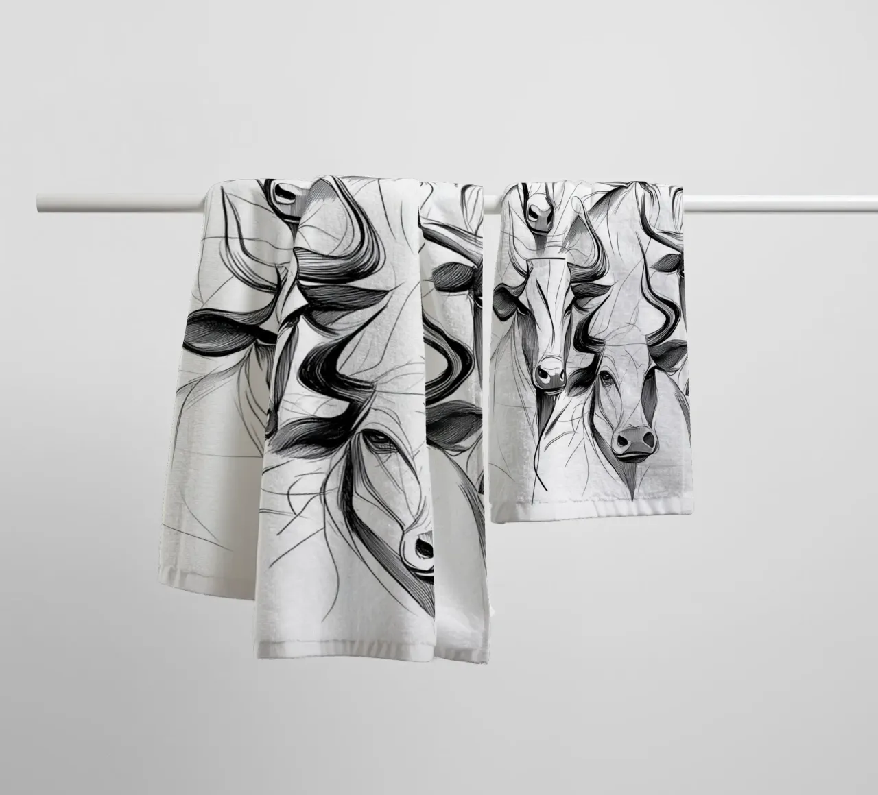 Elegant bulls representation towel by Carinaprint