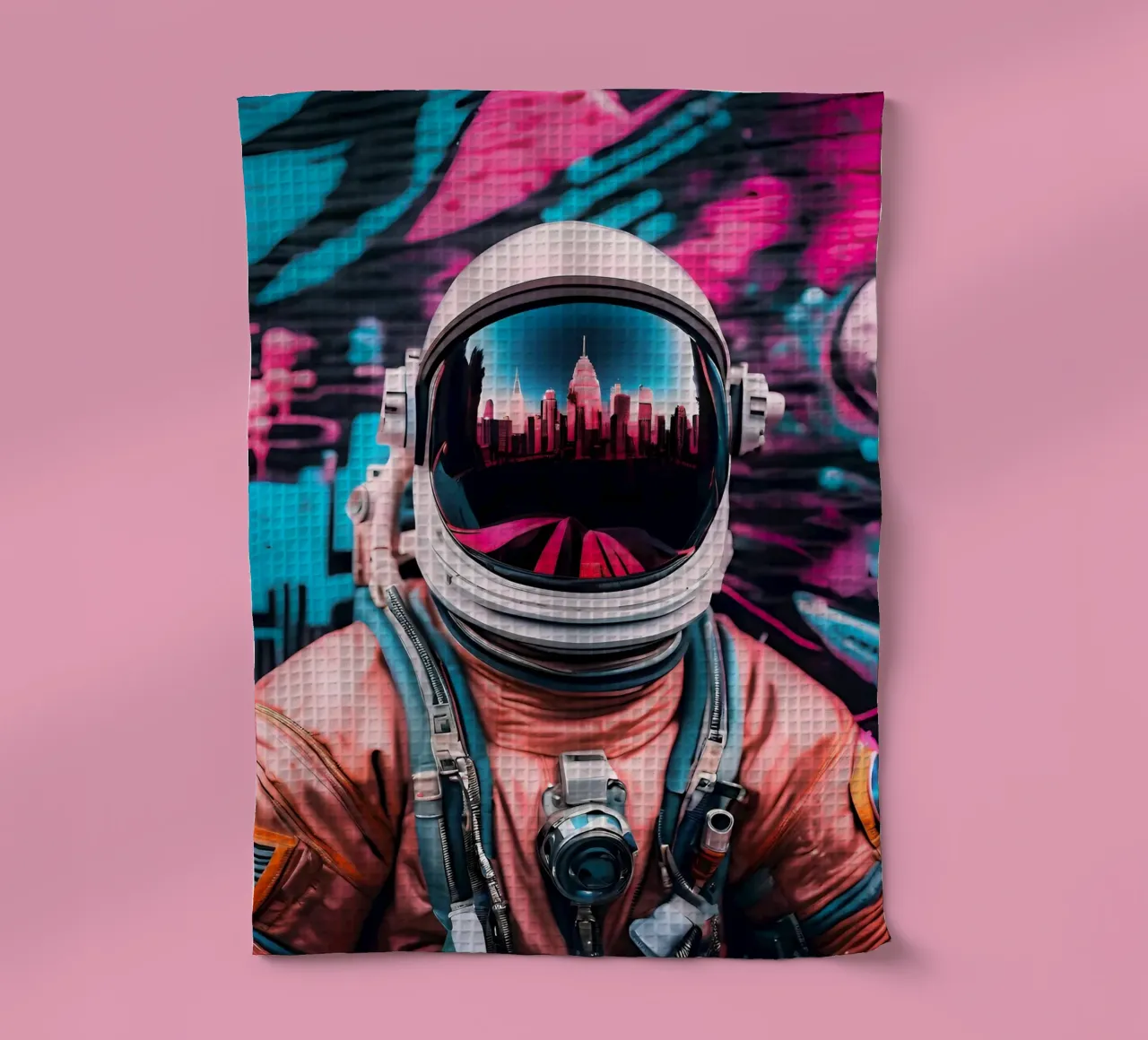 Urban cosmic culture tea towel by ICONICA Art Studio