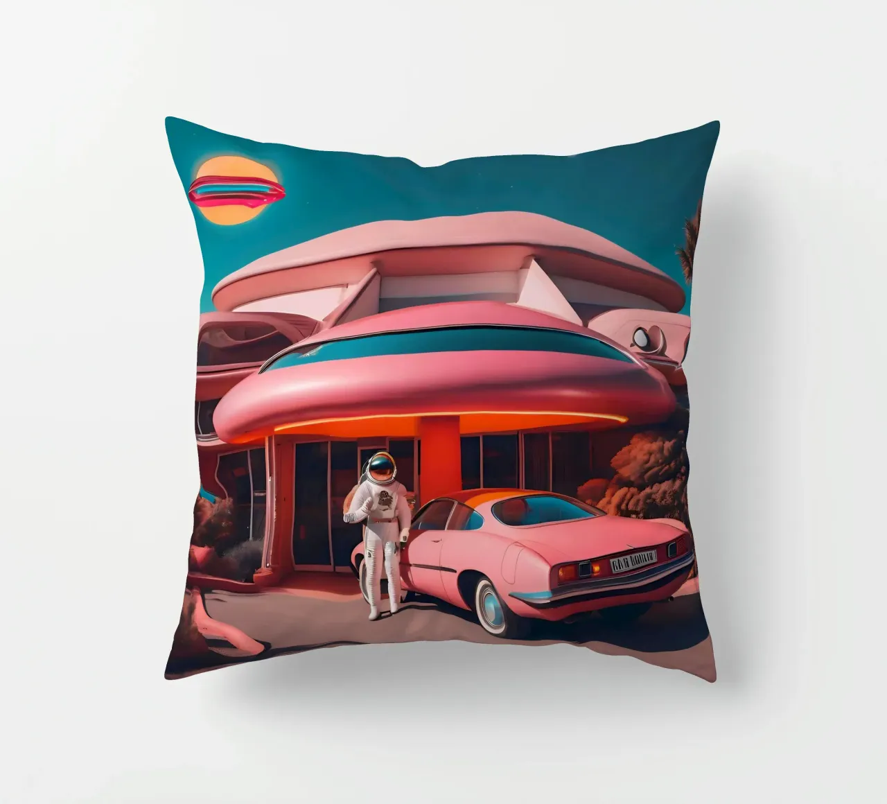 Visitatore dal futuro cuscino da ICONICA Art Studio