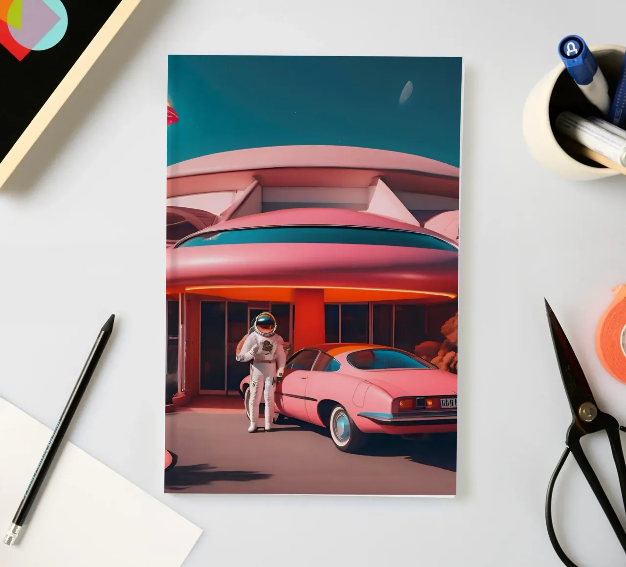 Visitor from the future notebook by ICONICA Art Studio