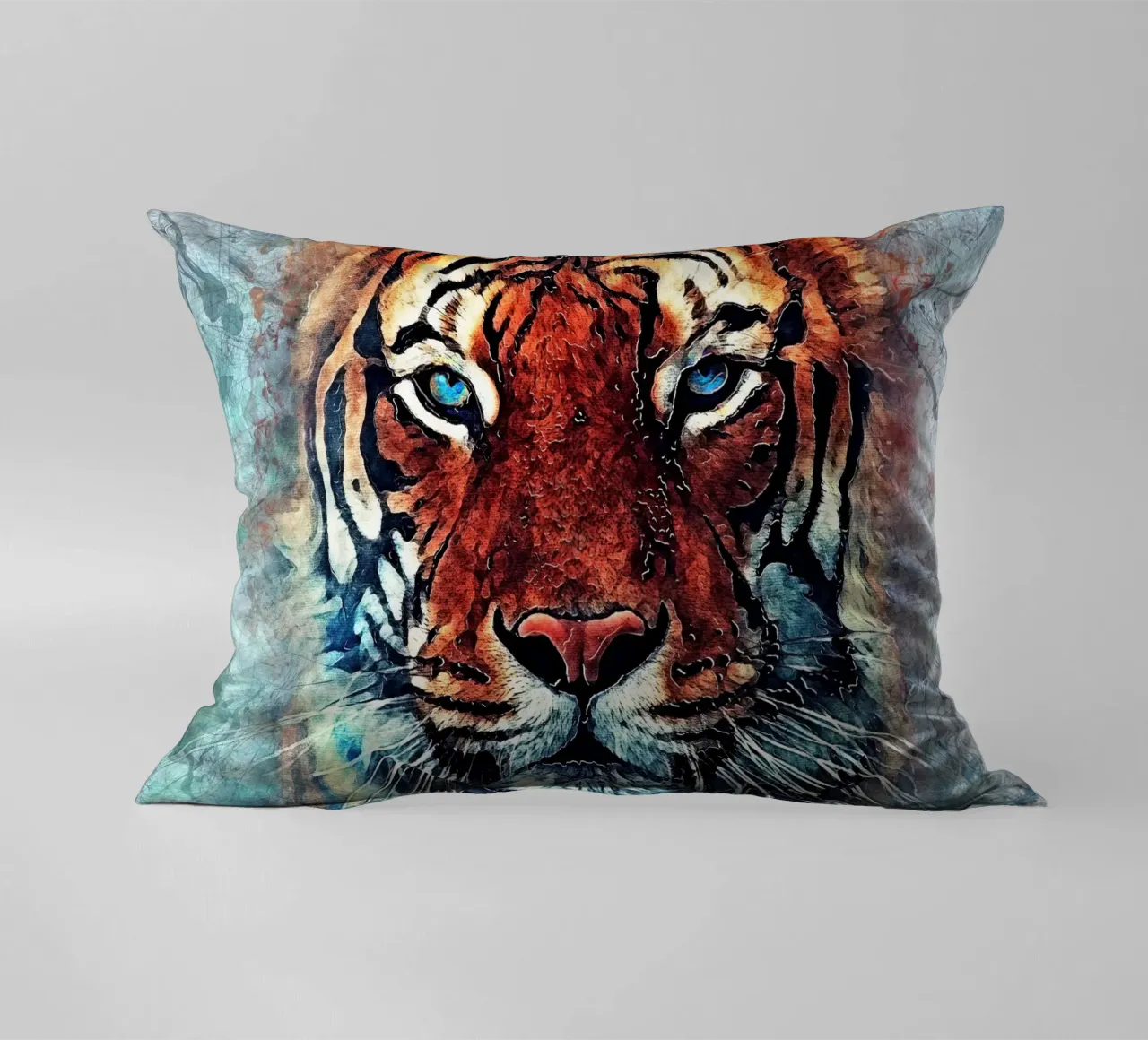 Faccia di tigre arte animale cuscino da Justyna Jaszke JBJart
