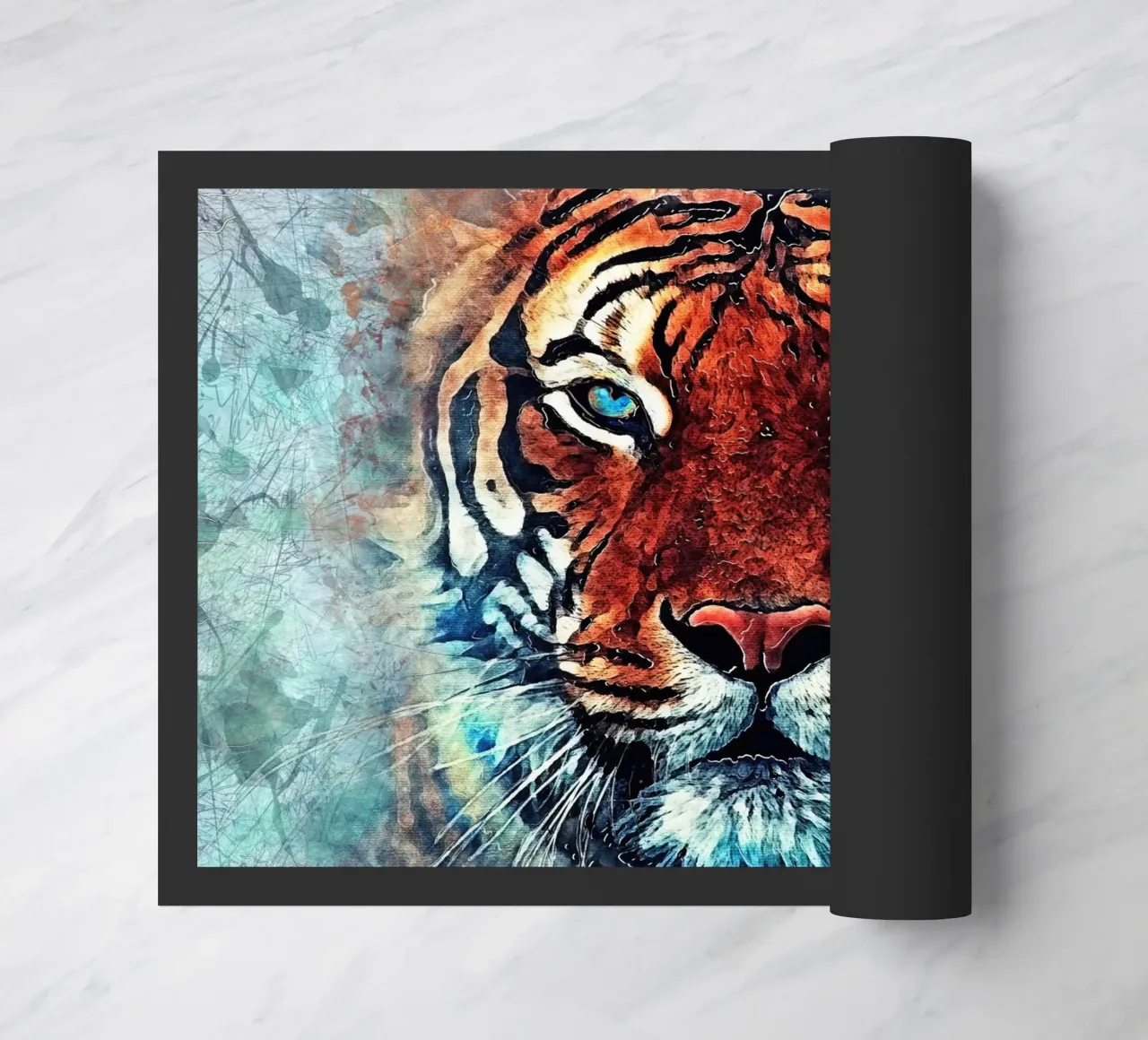 Tiger Gesicht Tier Kunst Fußmatte von Justyna Jaszke JBJart