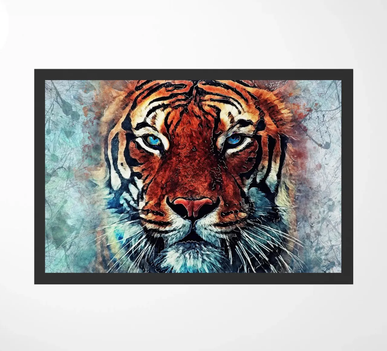 Tiger Gesicht Tier Kunst Fußmatte von Justyna Jaszke JBJart