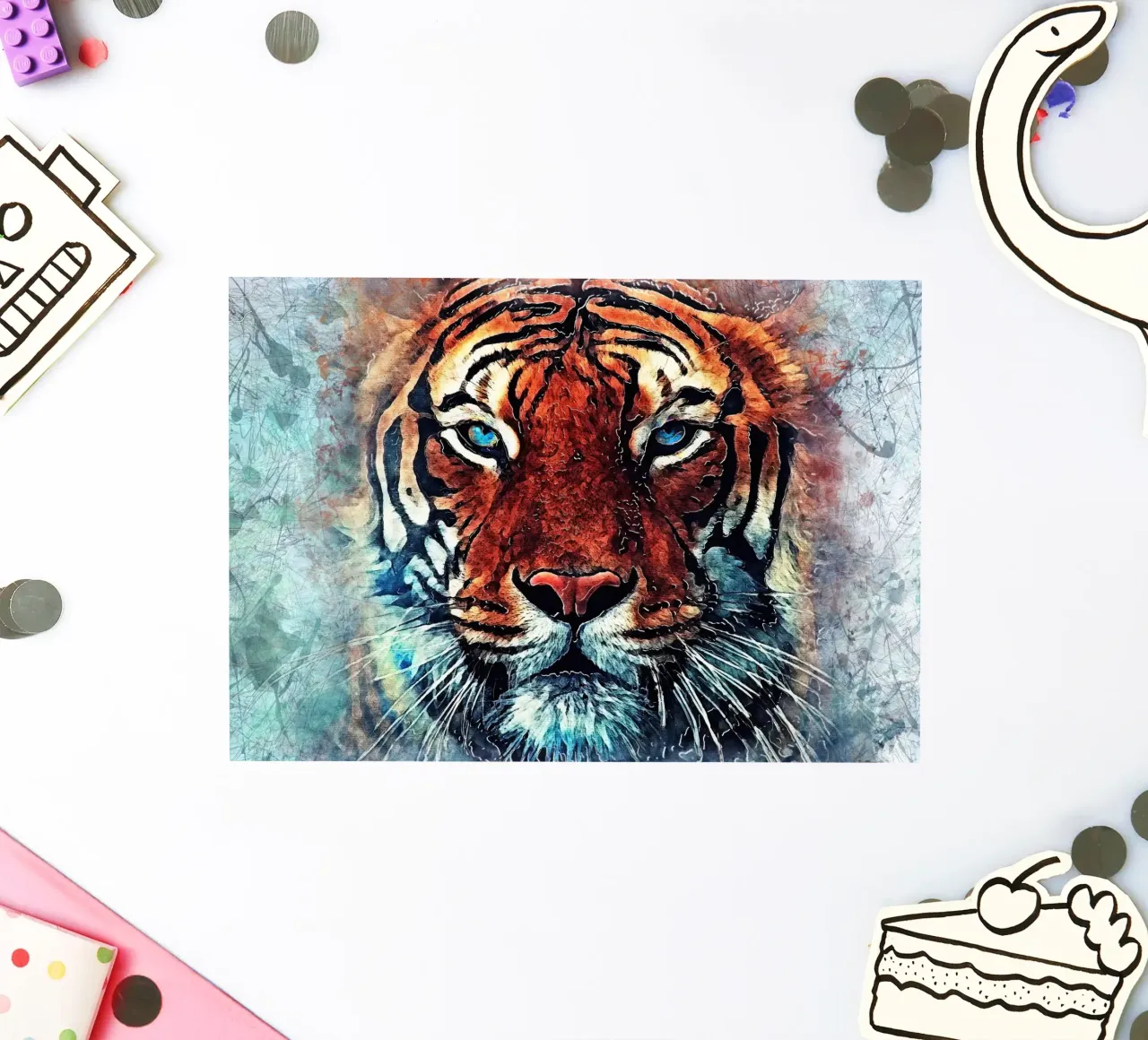 Tiger face animal art sticker by Justyna Jaszke JBJart