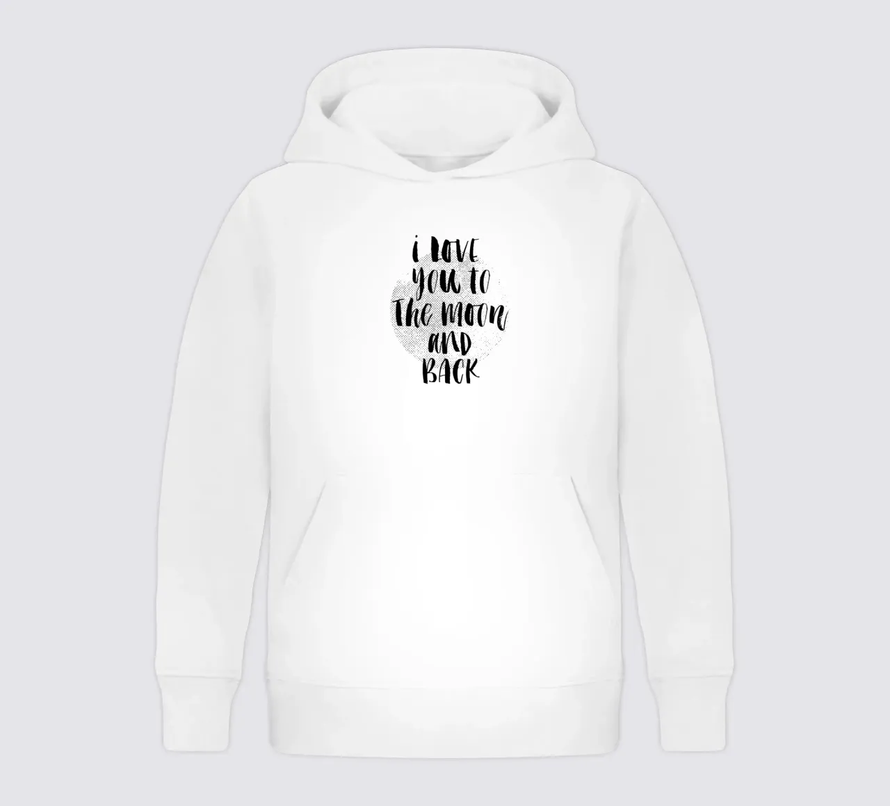 I Love You To The Moon And Back - Design tipografico in nero felpa bambino con cappuccio da THE MOTIVATED TYPE