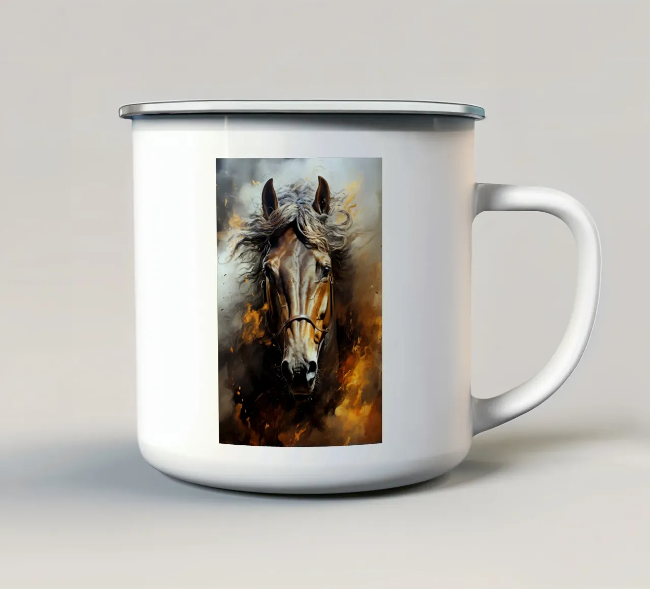 Cavallo marrone acquerello arte animale tazza in smalto da Justyna Jaszke JBJart