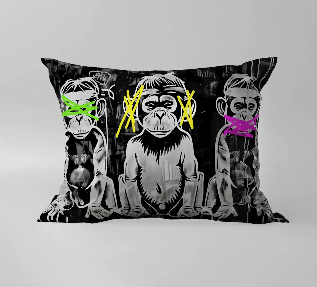 3 singes | Ne rien voir, ne rien entendre et ne pas crier coussin de Autofocus