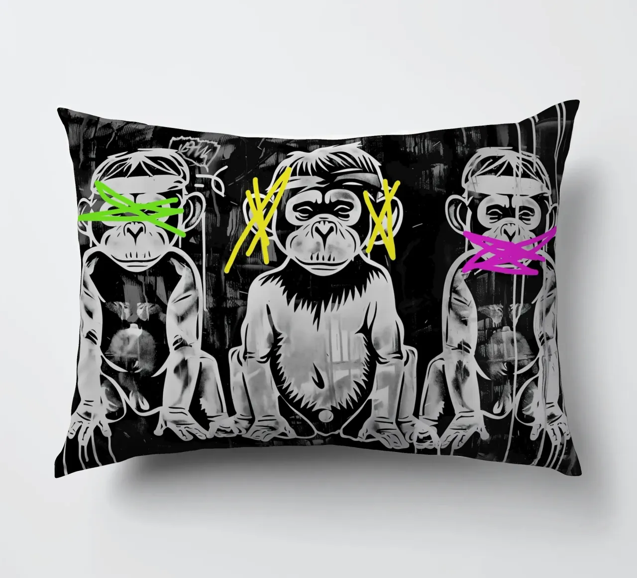 3 singes | Ne rien voir, ne rien entendre et ne pas crier coussin de Autofocus