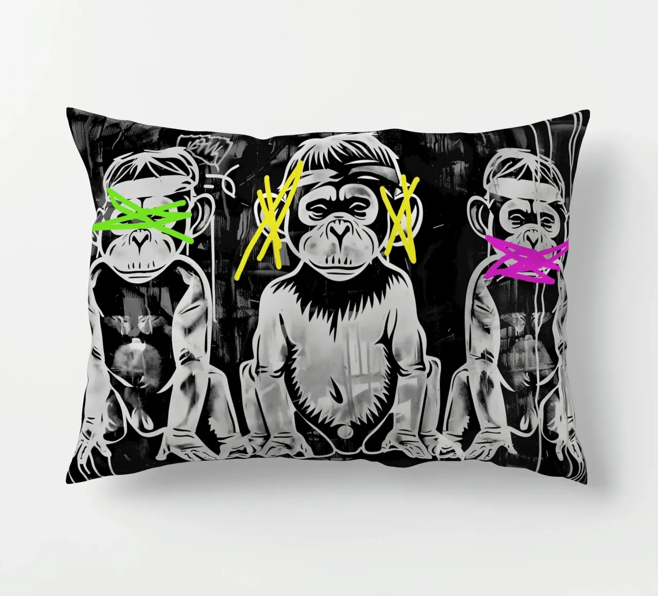 3 singes | Ne rien voir, ne rien entendre et ne pas crier coussin de Autofocus