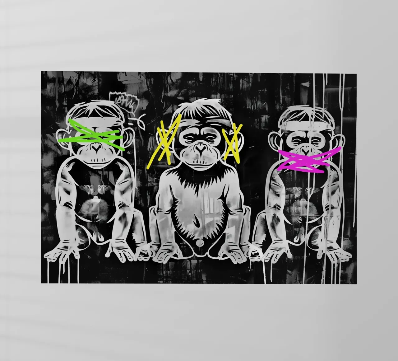 3 scimmie | Non vedono nulla, non sentono nulla e non urlano pellicola backlit da Autofocus