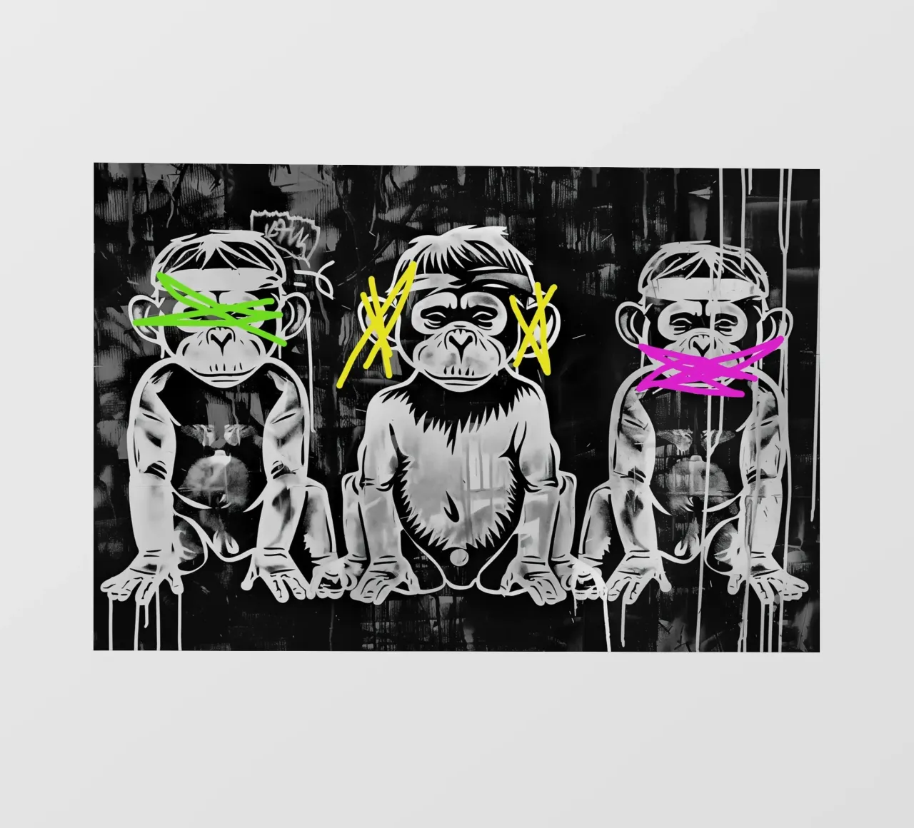 3 scimmie | Non vedono nulla, non sentono nulla e non urlano pellicola backlit da Autofocus