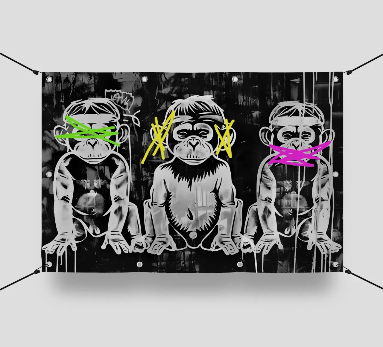 3 scimmie | Non vedono nulla, non sentono nulla e non urlano telo in pvc da Autofocus