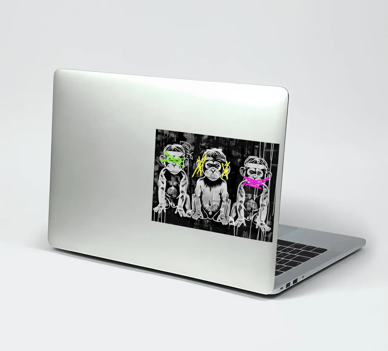 3 scimmie | Non vedono nulla, non sentono nulla e non urlano adesivo da Autofocus