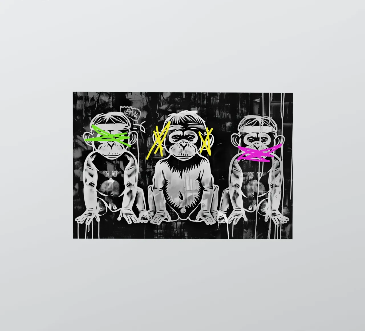 3 scimmie | Non vedono nulla, non sentono nulla e non urlano adesivo da Autofocus