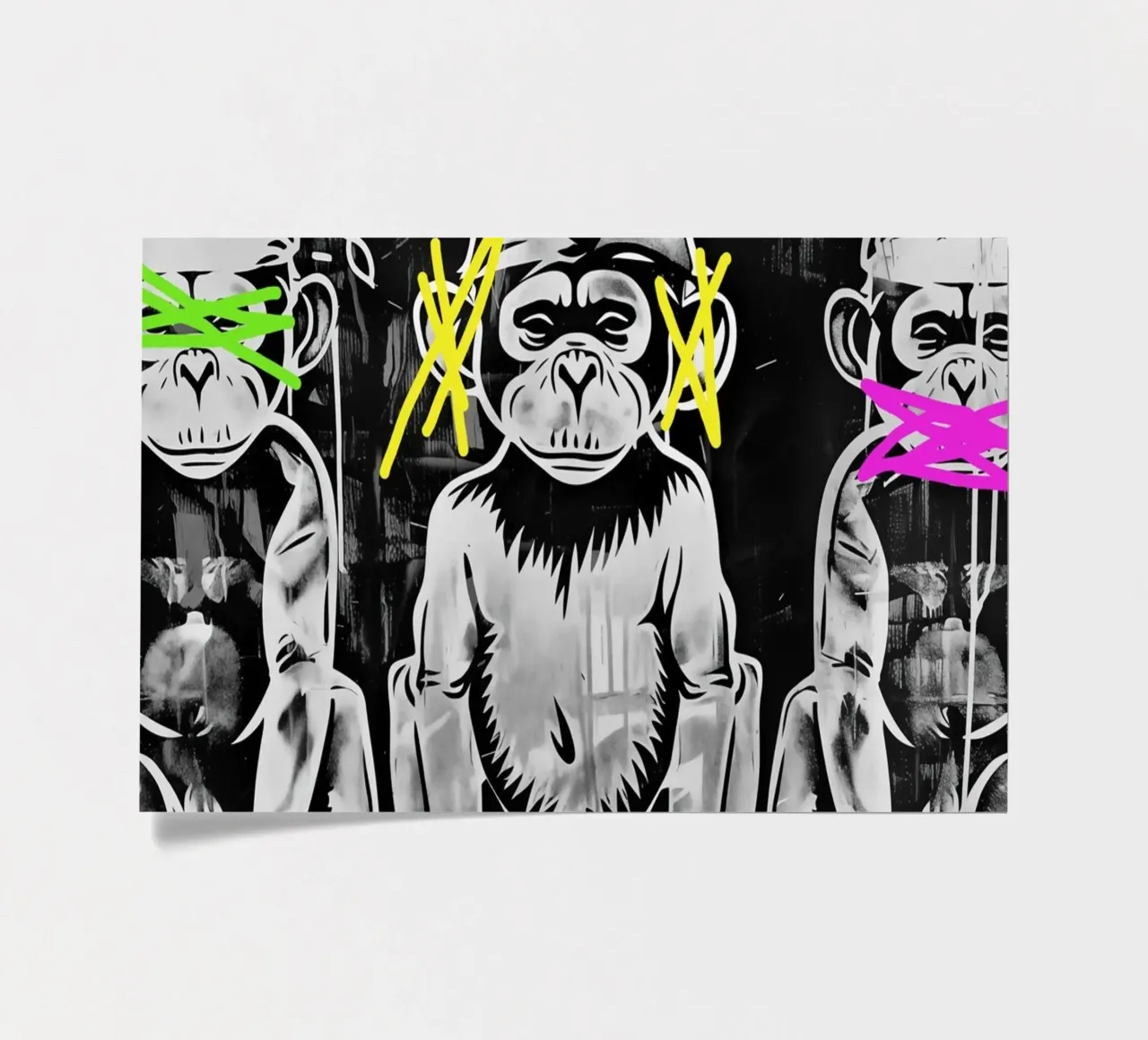 3 scimmie | Non vedono nulla, non sentono nulla e non urlano foglio adesivo da Autofocus