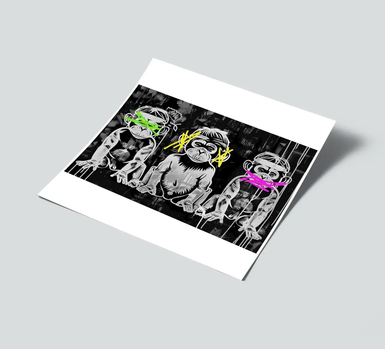 3 scimmie | Non vedono nulla, non sentono nulla e non urlano foglio adesivo da Autofocus