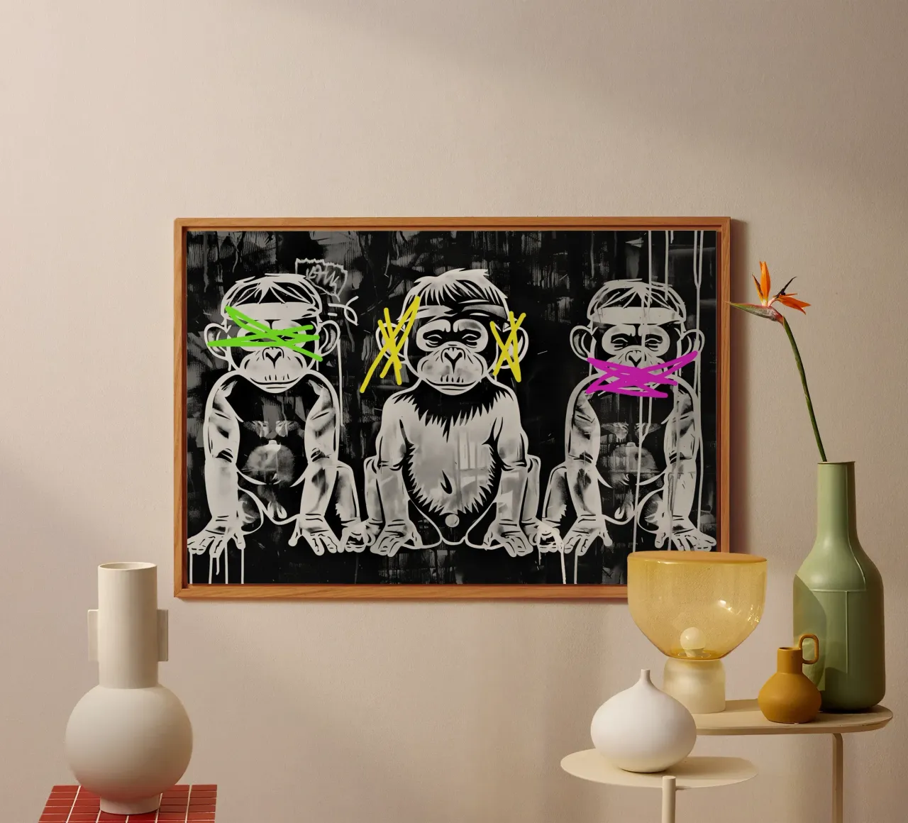 3 scimmie | Non vedono nulla, non sentono nulla e non urlano alluminio dibond da Autofocus