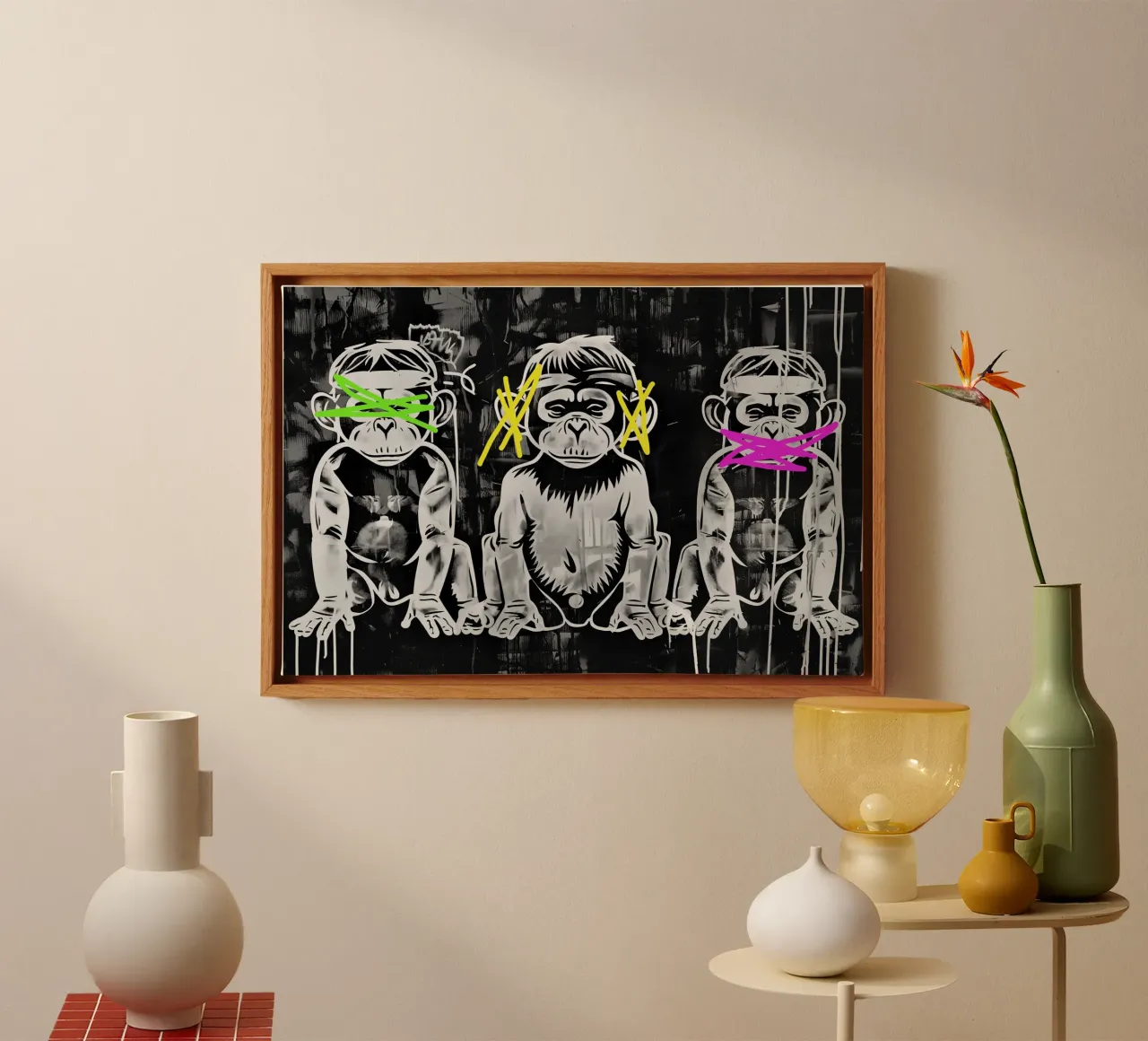 3 scimmie | Non vedono nulla, non sentono nulla e non urlano tela da Autofocus